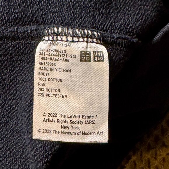 Uniqlo UT x MoMA Sol LeWitt Black Graphic Crewneck Sweatshirt Size L 100% Cotton - Picture 8 of 8